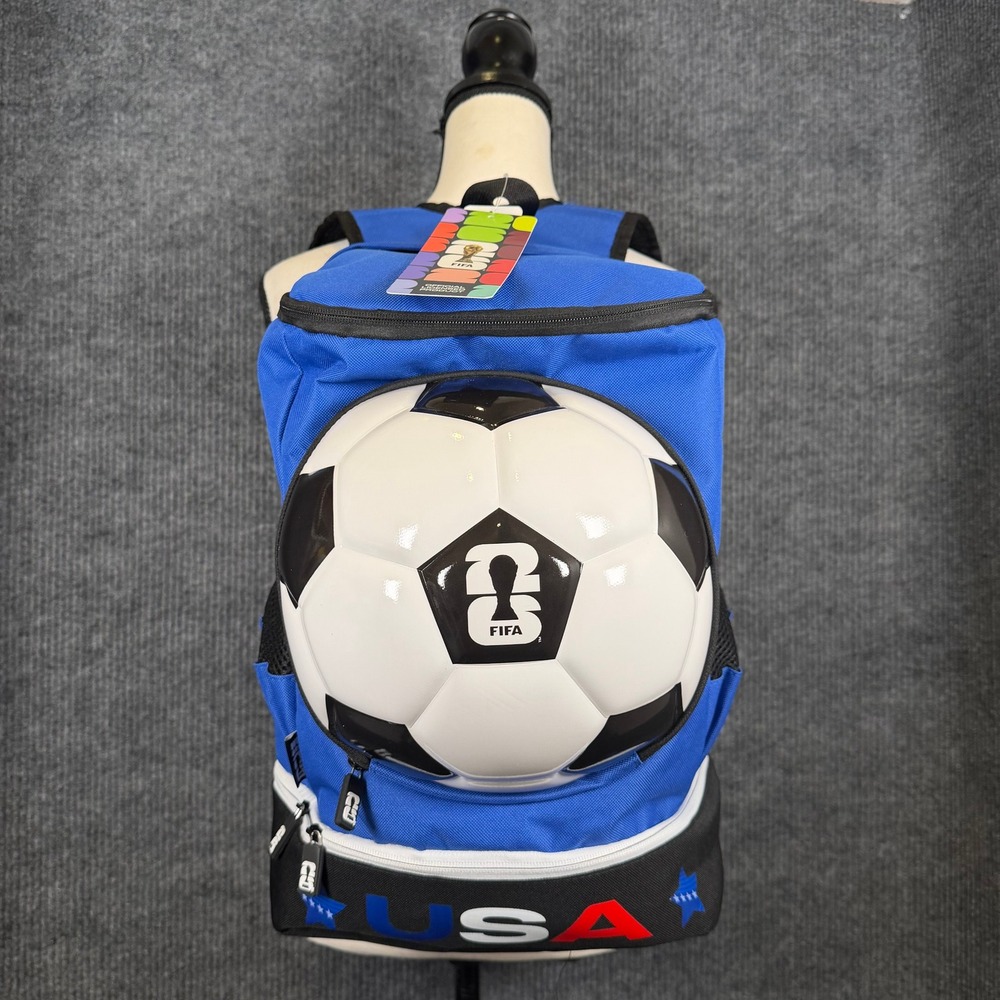 FIFA World Cup 2026 Soccer Backpack USA Blue NEW Ball Carrier Bag Cleat Pocket